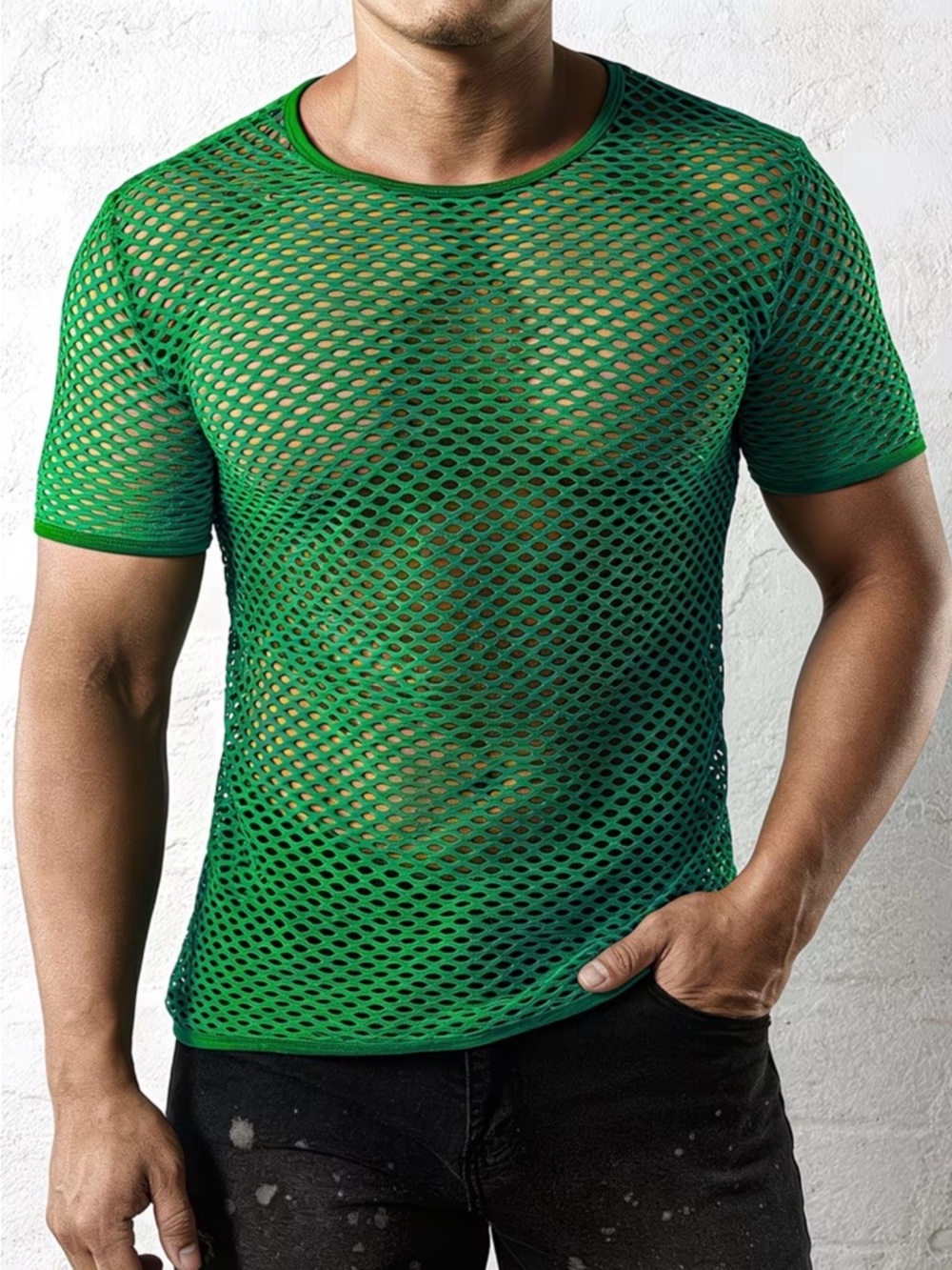 Green Mesh Short Sleeve T-Shirt